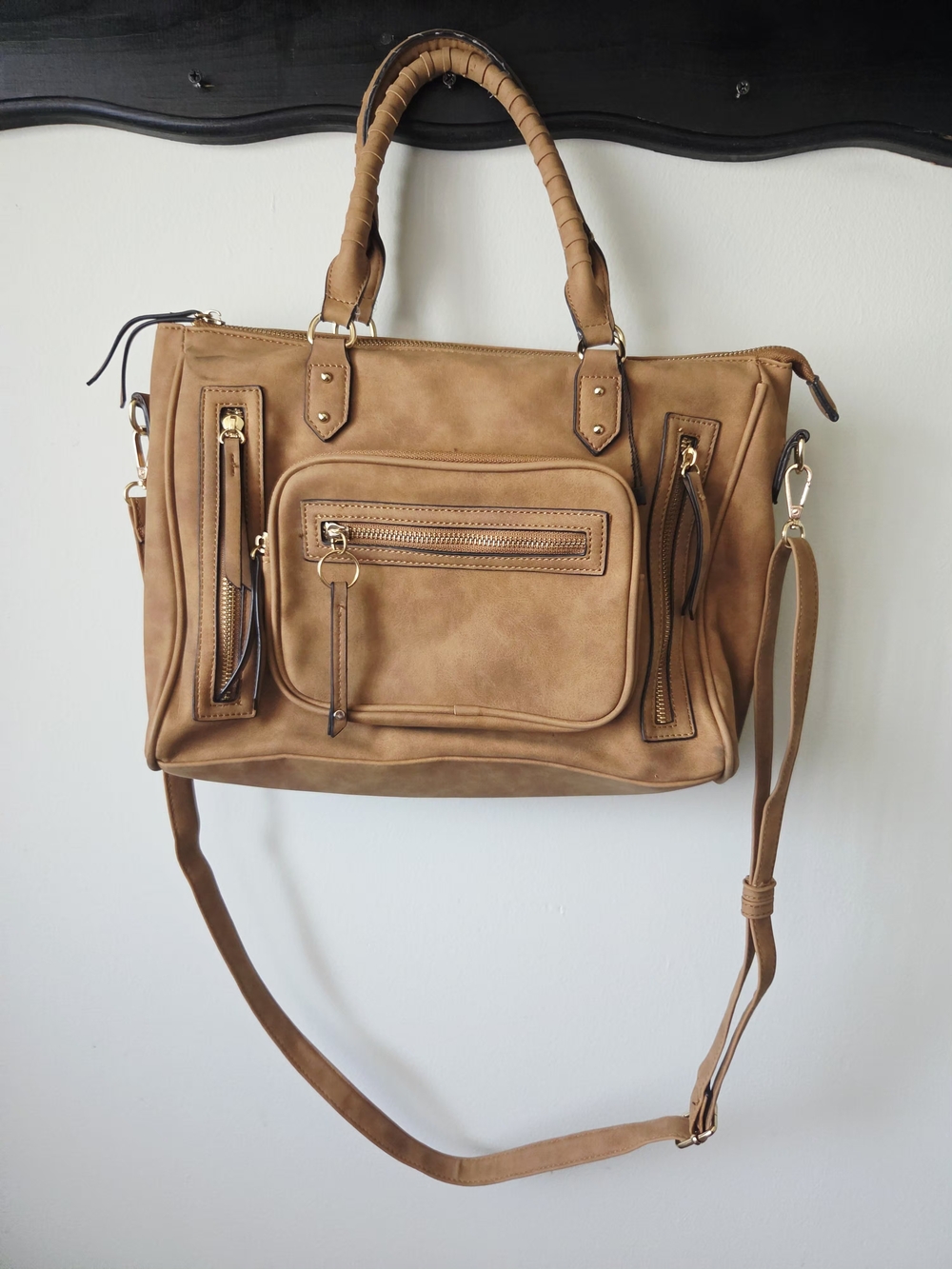 Tan Leather Handbag - Women's Tote with Removable Strap